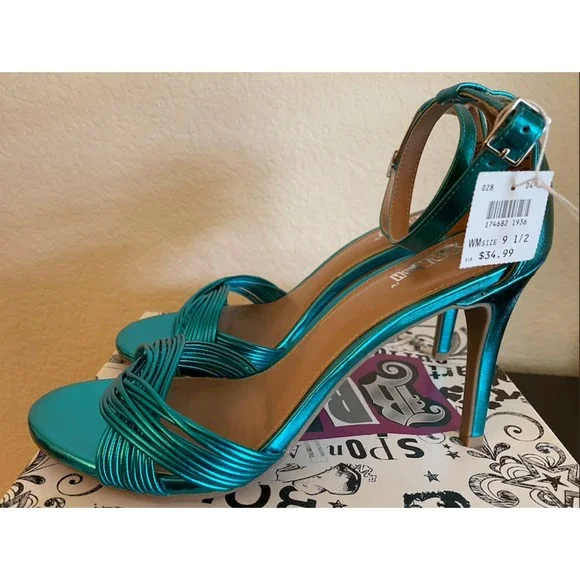 NEW -Brash Metallic Turquoise Blue Odessa Heels - Sz 9.5 - Picture 4 of 11